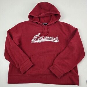 VTG Y2K Aeropostale Hoodie Womens Large Red Tomboy Fit Embroidered Pullover